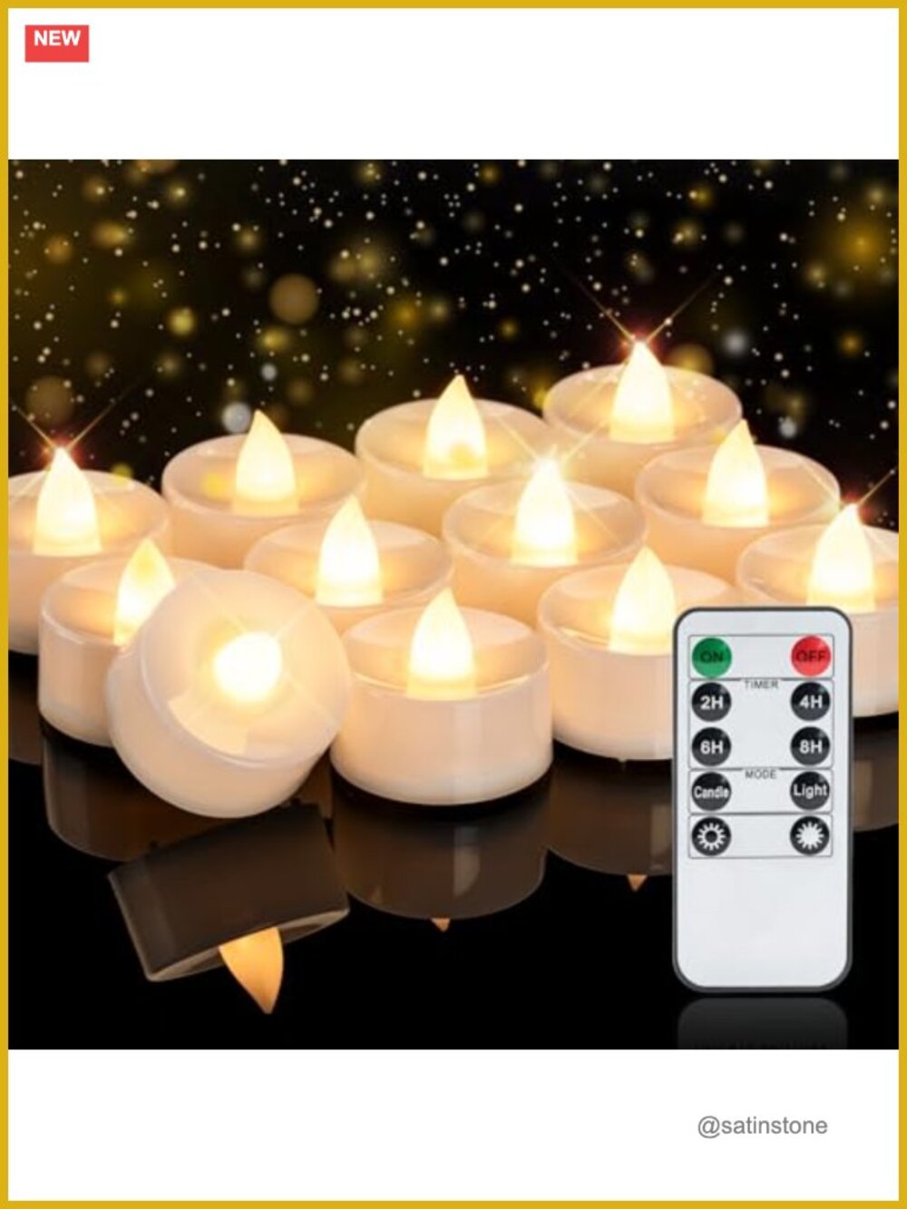 12-Pack Remote Control Flameless LED Tea Light Candles, Timer, 400+ Hours